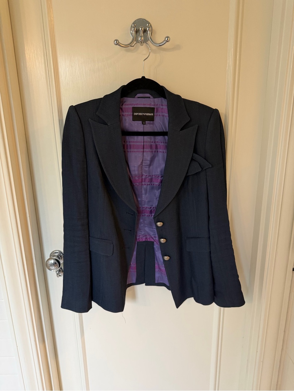 Emporio Armani Dark Navy Blazer with Purple Lining